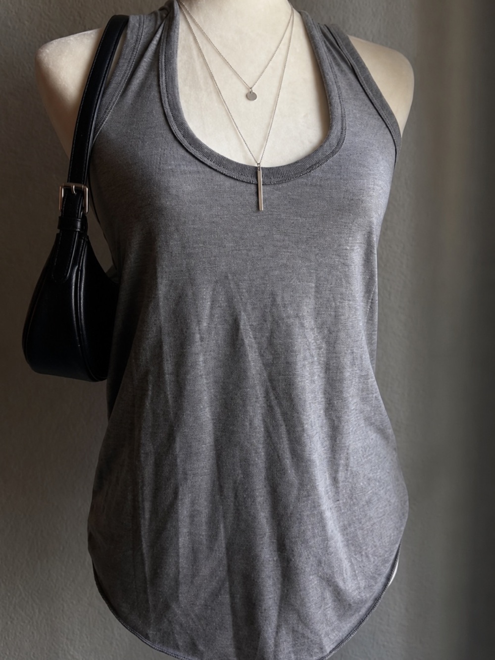 Topshop Gray Scoop Neck Racerback Tank Top | Soft Basic Layering Essential | US4